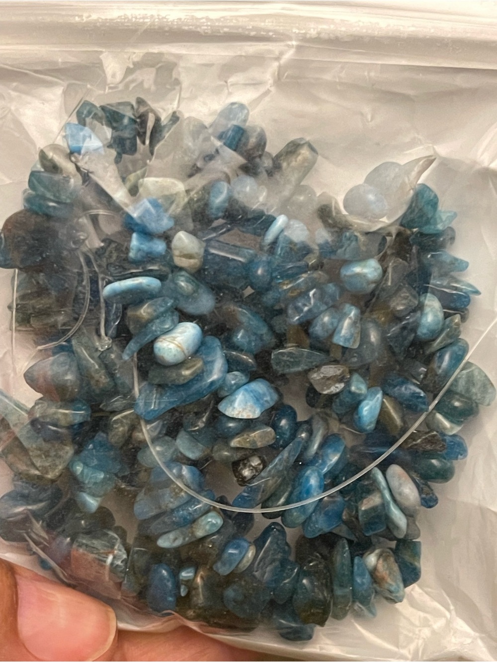 Blue Aquamarine Chip Stone Bead Chip Necklace/Strand Project